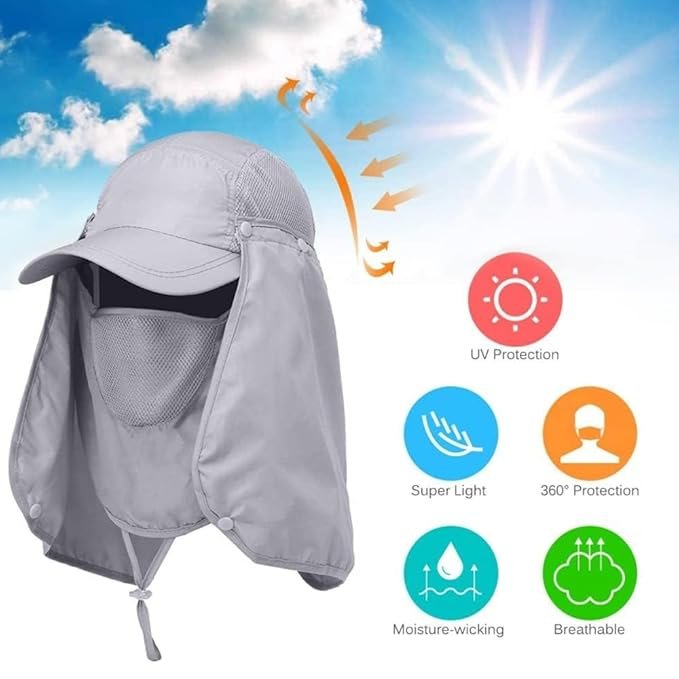 Unisex Nylon Outdoor Sun Protection Hat With Face Protector Unisex Nylon Outdoor Sun Protection Hat With Face Protector