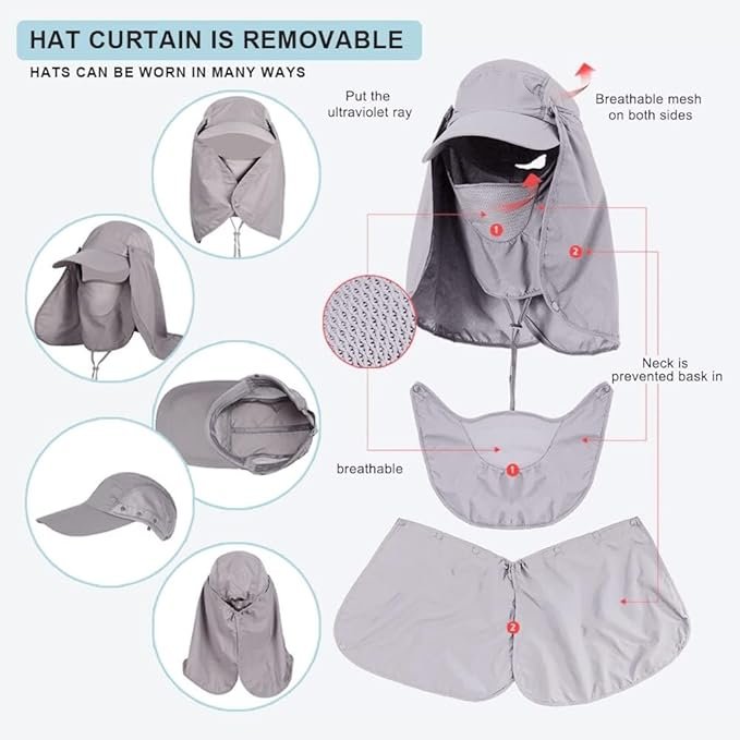Unisex Nylon Outdoor Sun Protection Hat With Face Protector Unisex Nylon Outdoor Sun Protection Hat With Face Protector